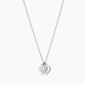 return to Tiffany Double Heart Tag Pendant in Silver, Mini